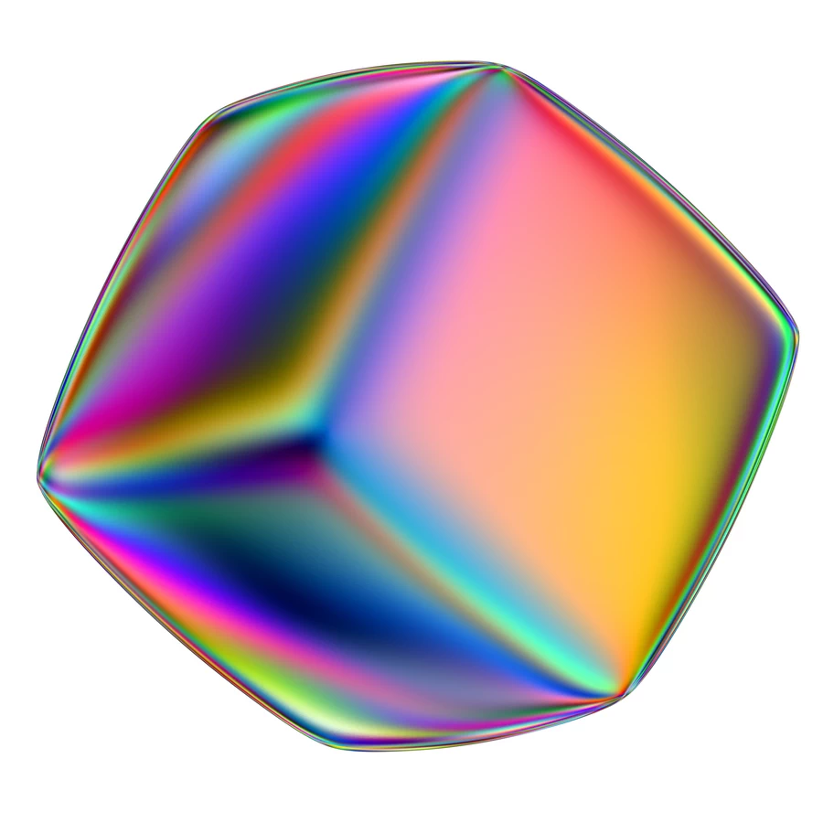 潮流酸性全息金属镭射机能彩虹3D立体几何图形png免抠图片素材【014】